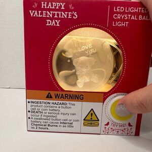 Valentines Day LED Lighted Crystal Ball Light Sphere Stand Teddy Bear I Love You